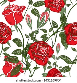 Vector seamless retro pattern, flowers rose. Can be used for web page background, pattern fills, wallpaper, surface textures.