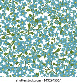 Vector seamless retro pattern, flowers saxifrage. Fills, wallpaper, surface textures.