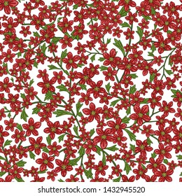 Vector seamless retro pattern, flowers saxifrage. Fills, wallpaper, surface textures.