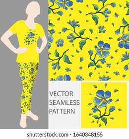 Vector seamless retro pattern, flowers . Fills, wallpaper, surface textures.