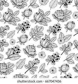 Vector seamless retro pattern with flowers. This pattern is perfect for wallpaper, wrapping paper, fabric and etc.