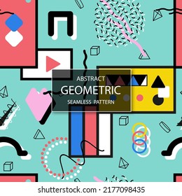Vector seamless retro pattern with geometric shapes. Abstract trendy fun background. Retro fashion design 80-90s