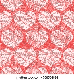 Vector seamless retro pattern with hearts. illustration in vintage engraved style.