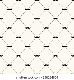 Vector Seamless Retro Pattern, With Mustache. Can Be Used For Wallpaper, Pattern Fills, Web Page Background