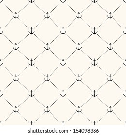 Vector seamless retro pattern, polka dot with anchors. Can be used for wallpaper, pattern fills, web page background,surface textures