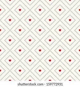 Vector seamless retro pattern, polka dot with hearts. Can be used for wallpaper, pattern fills, web page background,surface textures