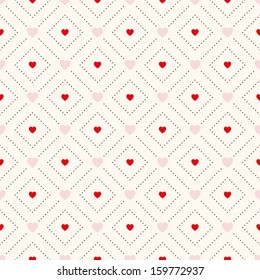 Vector seamless retro pattern, polka dot with hearts. Can be used for wallpaper, pattern fills, web page background,surface textures