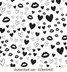 Vector seamless retro pattern, polka dot with hearts. Can be used for wallpaper, pattern fills, web page background,surface textures