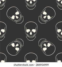 Vector seamless retro pattern, skull. excellent vector illustration, EPS 10