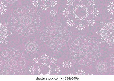 Vector seamless retro pattern, with snowflakes. Can be used for wallpaper, pattern fills, web page background,surface textures. Pink version