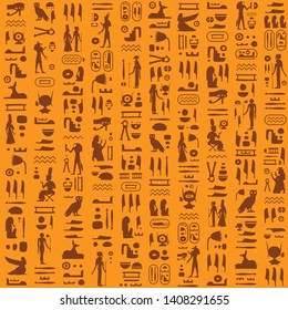 Vector seamless retro pattern (tiling) with ancient egyptian hieroglyphs and symbols. Endless texture can be used for pattern fills, web page background, fabric design, scrapbooking paper