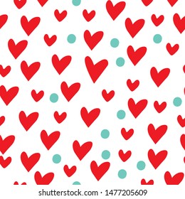 Vector seamless retro pattern, valentines day with hearts. Can be used for wallpaper, pattern fills, web page background,surface textures - Vector