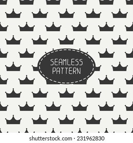Vector seamless retro pattern with vintage hipster crown. For wallpaper, pattern fills, web page background, blog. Stylish texture.
