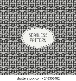 Vector seamless retro vintage hipster line pattern with flowers. Hand drawn doodles. Stylish graphic texture. For wallpaper, pattern fills, web page background, blog.
