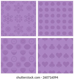 Vector seamless retro violet patterns simple vintage collection 