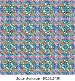 Vector seamless rhombus and tiles parquet texture in blue, green and brown colors (chevron various).