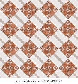 Vector seamless rhombus and tiles parquet texture in violet, brown and gray colors (chevron various).