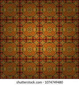 Vector seamless rhombus and tiles parquet texture in green, yellow and orange colors (chevron various).