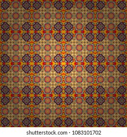 Vector seamless rhombus and tiles parquet texture in yellow, red and brown colors (chevron various).