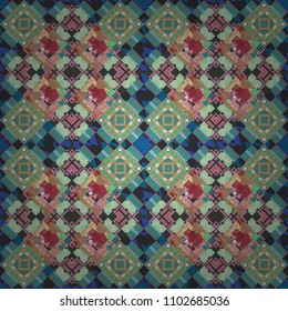 Vector seamless rhombus and tiles parquet texture in beige, blue and green colors (chevron various).