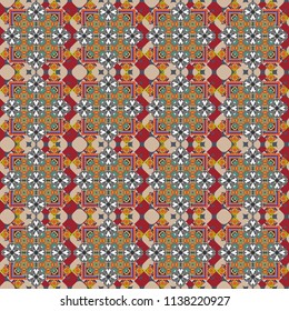 Vector seamless rhombus and tiles parquet texture in yellow, gray and orange colors (chevron various).
