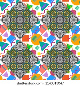 Vector seamless rhombus and tiles parquet texture in blue, gray and white colors (chevron various).
