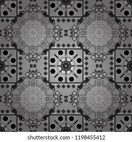 Vector seamless rhombus and tiles parquet texture in black, white and gray colors (chevron various).
