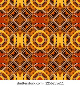 Vector seamless rhombus and tiles parquet texture in brown, yellow and orange colors (chevron various).
