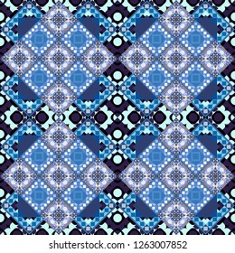 Vector seamless rhombus and tiles parquet texture in gray, blue and violet colors (chevron various).