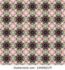 Vector seamless rhombus and tiles parquet texture in blue, beige and black colors (chevron various).
