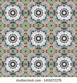 Vector seamless rhombus and tiles parquet texture in beige, blue and gray colors (chevron various).