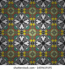 Vector seamless rhombus and tiles parquet texture in brown, gray and blue colors (chevron various).