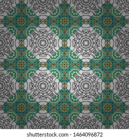 Vector seamless rhombus and tiles parquet texture in blue, green and gray colors (chevron various).