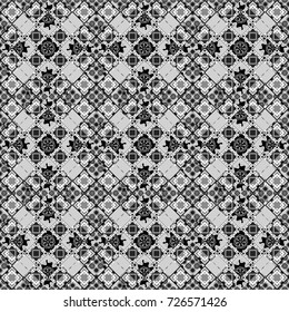Vector seamless rhombus and tiles parquet texture in black, white and gray colors (chevron various).
