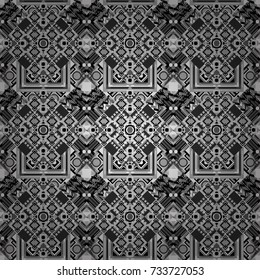 Vector seamless rhombus and tiles parquet texture in gray, black and white colors (chevron various).