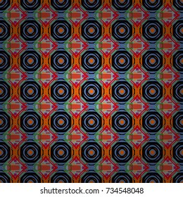 Vector seamless rhombus and tiles parquet texture in blue, black and orange colors (chevron various).