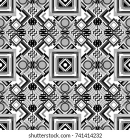 Vector seamless rhombus and tiles parquet texture in white, gray and black colors (chevron various).