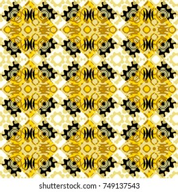 Vector seamless rhombus and tiles parquet texture in yellow, black and neutral colors (chevron various).