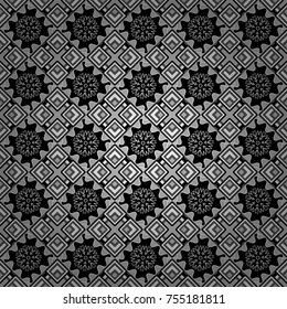 Vector seamless rhombus and tiles parquet texture in black, white and gray colors (chevron various).