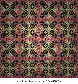 Vector seamless rhombus and tiles parquet texture in blue, black and orange colors (chevron various).