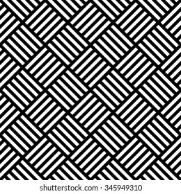 Vector Seamless Rhombus Weaving  Pattern. Endless Texture Black And White.
Abstract Geometric Ornament Background.
