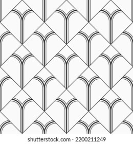 Vector seamless rhombuses pattern. Repeating geometric rhombuses tiles. Art deco pattern. Monochrome vector background.