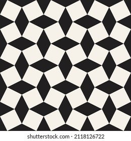 Vector seamless rhombuses tiling pattern. Repeating geometric square elements. Stylish monochrome background design.