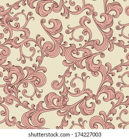 vector seamless romantic background with vintage floral ornament, seamless pattern in swatch menu