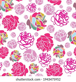 Vector seamless rose background pattern. Suitable for fabric, scrapbooking, packaging, wallpaper, gift wrap and other design projects.