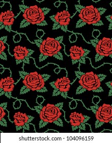 vector seamless with roses and thorns