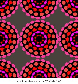 Vector seamless round circle pattern with lips shape. Fashion background. Use for wallpaper,pattern fills, web page,background,fabric,interior design.