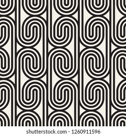 Vector seamless rounded lines mosaic pattern. Modern thin lines abstract design. Repeating geometric spiral shapes.