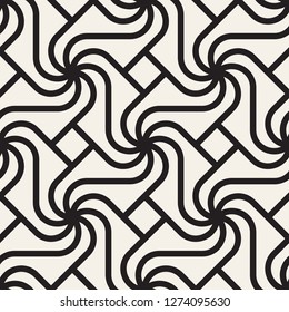 Vector seamless rounded lines mosaic pattern. Modern thin lines abstract design. Repeating geometric spiral shapes.