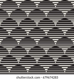 Vector Seamless Rounded Lines Pattern. Abstract Geometric Background Design. Circular Geometric Tiling Stylish Lattice